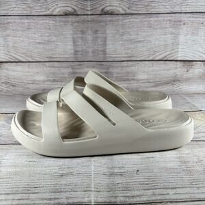 Crocs Womens Size 10 Getaway Strappy Sandals Slip On Off White